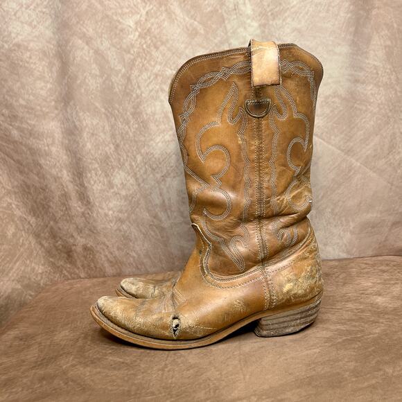 Vintage 70s Levi's Orange Tab Leather Calf High Walking Cowboy Boot Embroidered - Picture 2 of 9